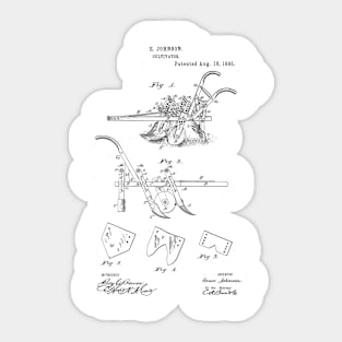 Farmer Cultivator Vintage Patent Hand Drawing Funny Novelty Gift Sticker